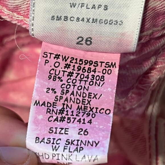 True Religion Womens Jeans Size 26 Pink Lava Acid Wash Basic Skinny Flap Pockets - Picture 8 of 10